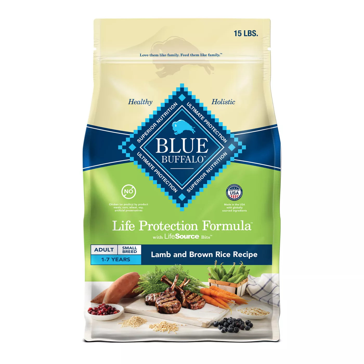 Blue Buffalo Life Protection Formula Adult Small Breed Dry Dog Food - Lamb & Brown Rice Recipe - 15 lb