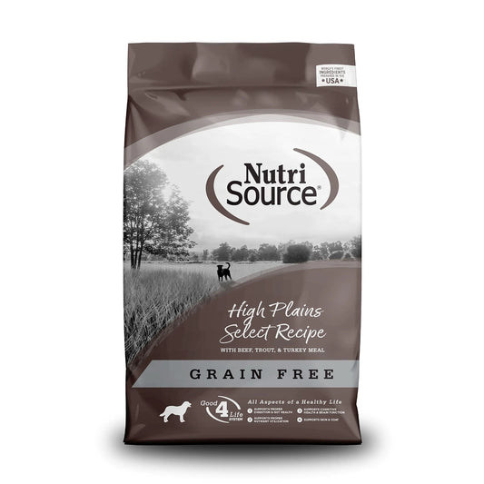 NutriSource High Plains Select Healthy Grain Free Dry Dog Food - Beef Trout and Turkey Meal 15LB