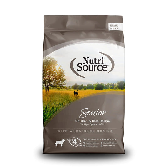 NutriSource Healthy Dry Dog Food For Seniors Chicken and Rice Recipe 26LB